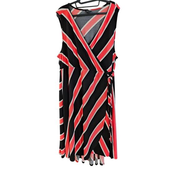 Torrid Black Red Striped Surplice Faux Wrap Hi-Low Sleeveless Dress Plus Size 3X - Picture 2 of 8